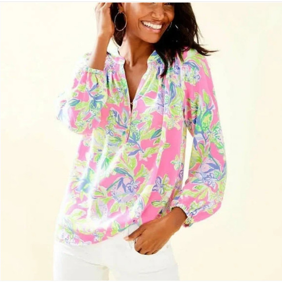 Lilly Pulitzer Tops - NEW Lilly Pulitzer Squeeze of The Day Elsa Top Size Medium